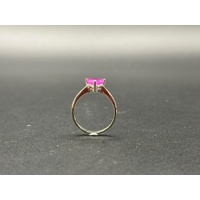 Ladies 18ct White Gold Pink Gemstone Ring