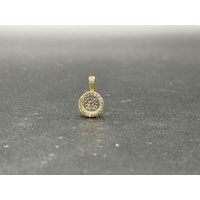 Ladies 10ct Yellow Gold Diamond Halo Pendant 0.33ct TDW