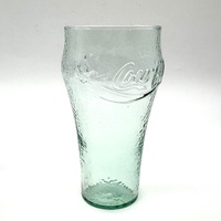 Coca-Cola Set of 3 Vintage Pebble Green Drinking Glasses 450ml Tumblers