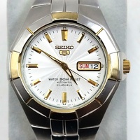 Seiko 5 7S36-02J0 Automatic Two Tone Stainless Steel Watch 23 Jewel Day Date