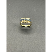 Ladies 14ct Yellow Gold Blue Sapphire & Diamond Ring