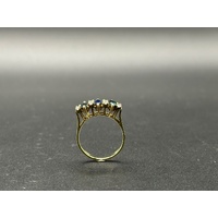 Ladies 14ct Yellow Gold Blue Sapphire & Diamond Ring