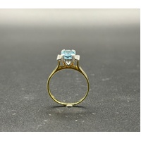 Ladies 18ct Yellow Gold Blue-Coloured Gemstone & Diamond Ring