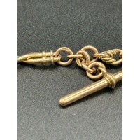Unisex 9ct Rose Gold Vintage Albert Pocket Watch Chain with Fob and Horn Charm