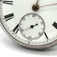 JW 1888 London Antique Pocket Watch Sterling Silver Key Wind White Dial