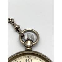 Rotara Antique Silver Mechanical Pocket Watch Vintage Watch with Chain