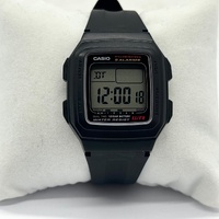 CASIO F-201WA Mens Digital Watch 5 Alarms 10 Year Battery Black Resin
