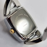 Elite 5088303 Ladies Two Tone Quartz Rectangular Bracelet Watch With Tin