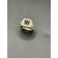 Mens 10ct Yellow Gold Diamond Ring