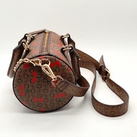GUESS Anessa Cocoa Barrel Bag Crossbody Logo Print With Strap Tags