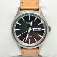 Nixon The Sentry Solar Analogue Leather Band Mens Watch Gunmetal A1347