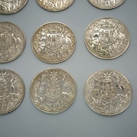 Lot 20 x 1966 Australian 50 Cent Coins 80% Silver Round Decimal Coins