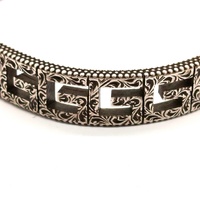 Gucci Square G Cuff Bracelet Aged Sterling Silver AG925 Italy with Box Papers