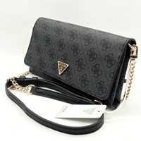 GUESS Noelle Flap Organiser Bag Coal Black Logo Crossbody Wallet Handbag