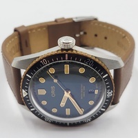 Oris Divers Sixty-Five Automatic Green Dial Steel Bronze Leather Watch Box