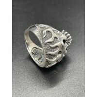 Sterling Silver Flaming Skull biker Ring 18 Grams SIZE: 10/U