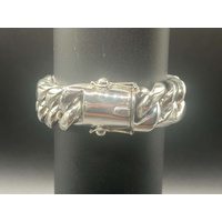 Mens 925 Sterling Silver Chunky Curb Link 362g Bracelet (New)