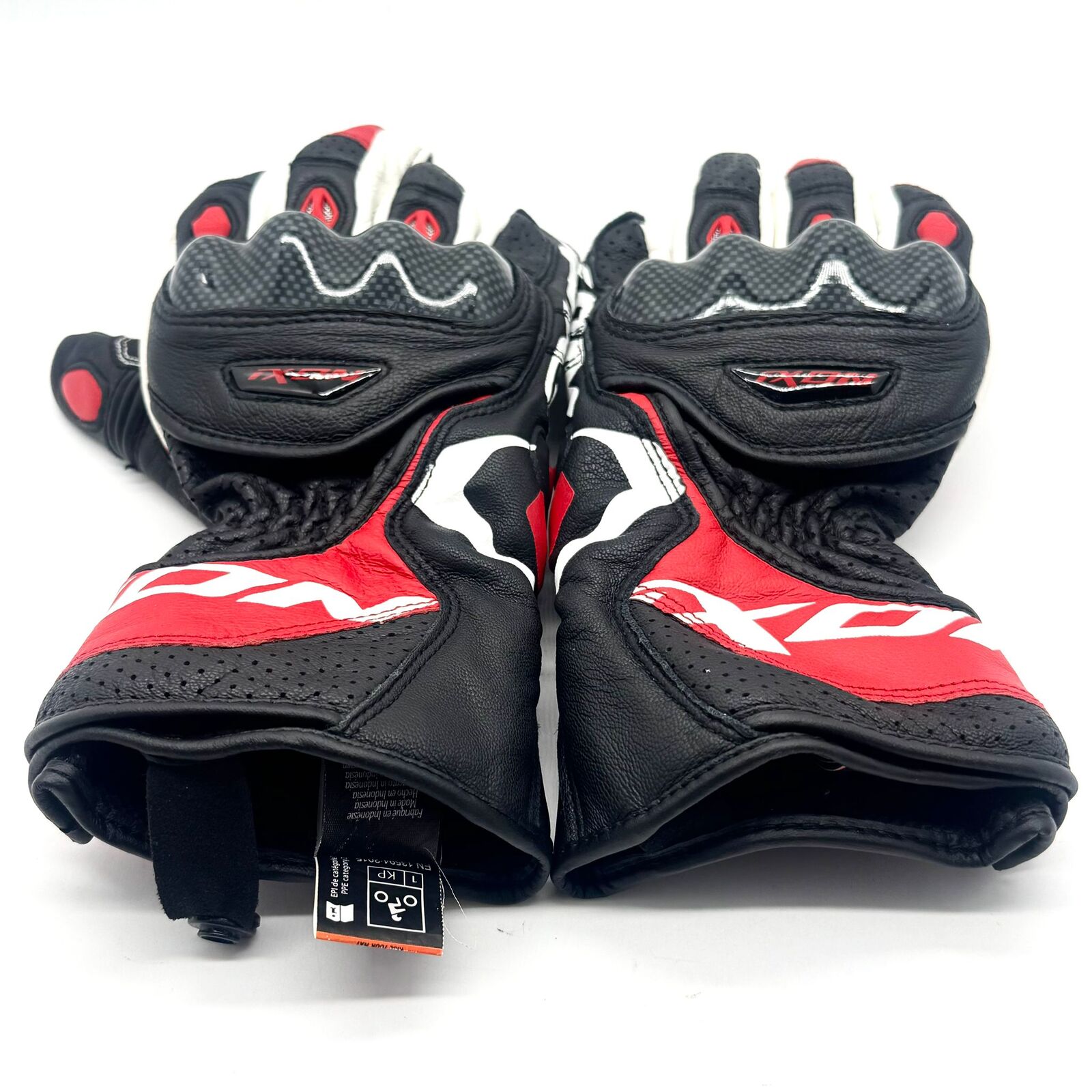 Ixon RS Circuit-R Gloves M Leather Racing Motorcycle Black White Red