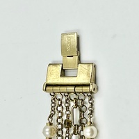 Guess W0140L2 Ladies Silk Silver Pearl Charm Watch Gold Tone Dial