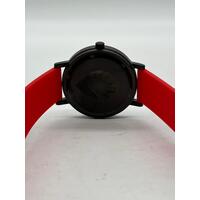 Uncle Jack Unisex Analog Display Black Dial Red Silicone Strap Watch 