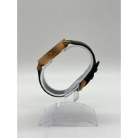 Brandon Ellis x Uncle Jack Unisex Black Gold Rose Leather Band Watch