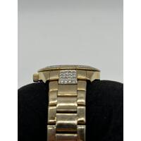 Elite Ladies Gold Tone Stone Set Watch Model 5080035 Fashion Timepiece