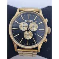 Nixon Sentry Chrono 42mm All Gold Black Stainless Steel Watch A386510