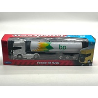 Scania V8 R730 BP Oil Tanker White 1:64 Scale Welly Transporter Diecast Metal