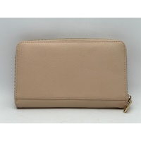 Urban Status Women’s Beige Zip-Around Leather Wallet Pouch