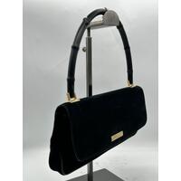 Gucci Top Flap Suede Bamboo Handle Handbag for Women in Black Finish
