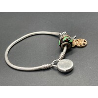 Ladies 925 Sterling Silver Snake Link Charm Bracelet (Pre-Owned)