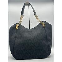 Michael Kors Ladies Handbag Black E-1206 Gold Plated Medallion with Dust Bag