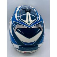 Fox V3 Pilot Motocross Helmet Size M Blue White with Bag and Accessories
