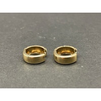 Ladies 9ct Yellow Gold Round Huggie Hoop Earrings
