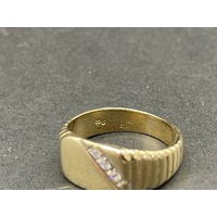 Childs 9ct Yellow Gold CZ Signet Ring