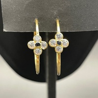 Ladies 18ct Yellow Gold Round Hoop Flower Earrings