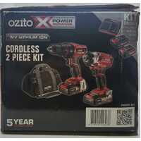 Ozito Power Xchange 18V Lithium-Ion Cordless 2 Piece Kit PXDDK-301