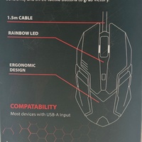 Asena Wired Gaming Mouse Rainbow LED Ergonomic 2400 DPI USB PC Optical