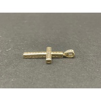 Unisex 9ct Yellow Gold Diamond Cross Pendant