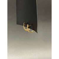 Ladies 9ct Yellow Gold Oval Hoop Diamond Earrings
