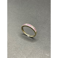 Ladies 9ct Yellow Gold Pink Gemstones and Diamonds Ring