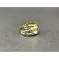 Ladies 18ct Two Tone Gold Double Ring