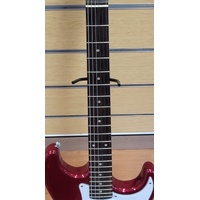 Artist Leo 6 String Right Handed Electric Guitar Deep Red with Soft Case