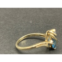 Ladies 9ct Yellow Gold Blue Gemstone Ring