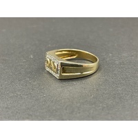 Mens 9ct Yellow Gold Diamond ''DAD' Ring