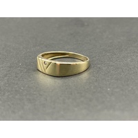 Mens 9ct Yellow Gold Diamond Signet Ring