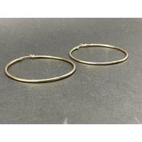 Ladies 9ct Yellow Gold Round Hoop Earrings
