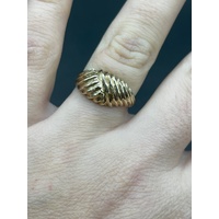 Ladies 9ct Yellow Gold Cross Over Pattern Ring