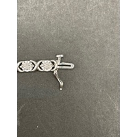 Ladies 925 Sterling Silver Fancy Link Diamond Tennis Bracelet
