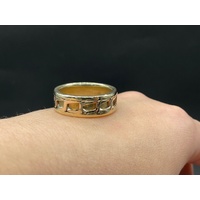 Mens 9ct Yellow Gold Curb Pattern Ring